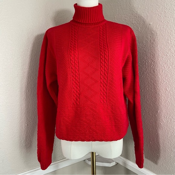 Vintage Pendleton Tight Knit Turtleneck Sweater Red Size XL - Picture 7 of 7